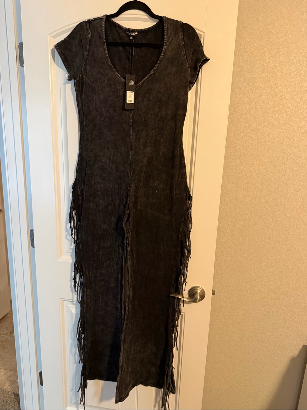 Women’s One-Piece Black/Gray Fringe Jumpsuit